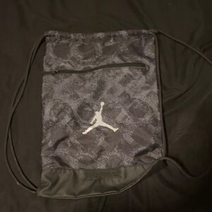 Jordan Black and Gray Drawstring Backpack